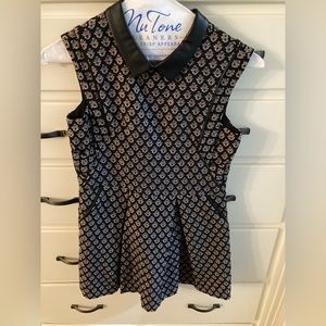 Girls dress with leather trim